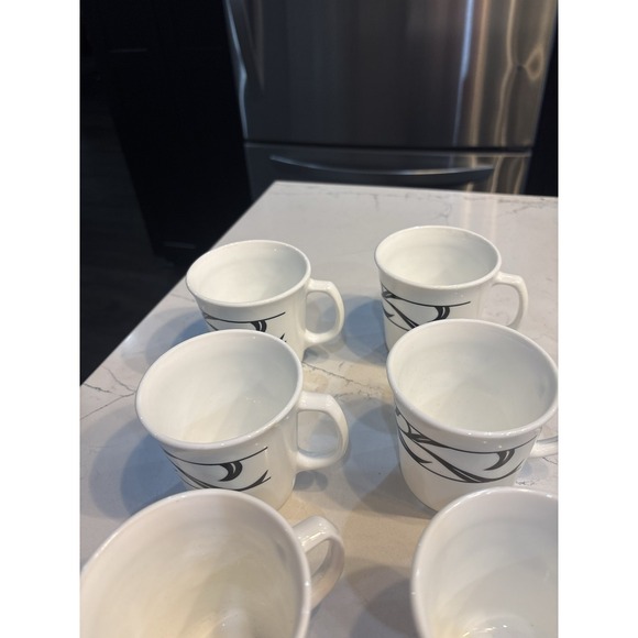 6 Corelle Lyrics Coffee Mugs Cups White Black Band Lines - Picture 4 of 4